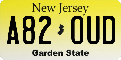 NJ license plate A82OUD