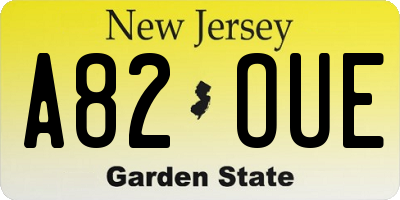 NJ license plate A82OUE
