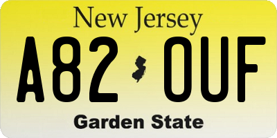 NJ license plate A82OUF
