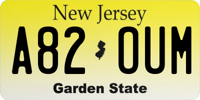 NJ license plate A82OUM
