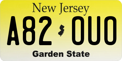 NJ license plate A82OUO