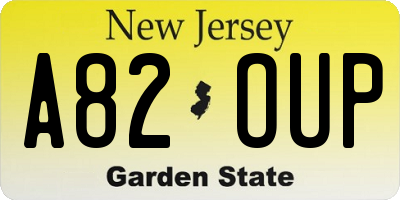 NJ license plate A82OUP