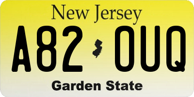 NJ license plate A82OUQ