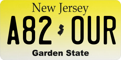 NJ license plate A82OUR