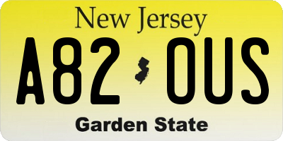 NJ license plate A82OUS
