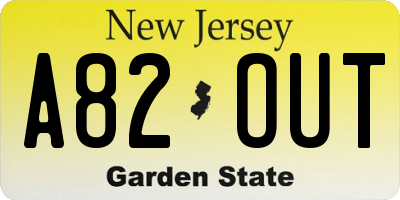 NJ license plate A82OUT