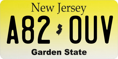 NJ license plate A82OUV