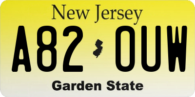 NJ license plate A82OUW