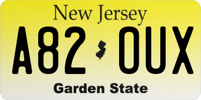 NJ license plate A82OUX