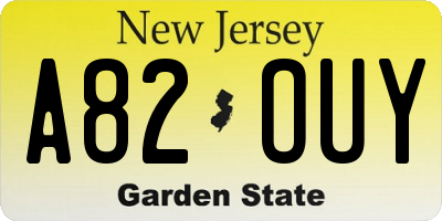 NJ license plate A82OUY