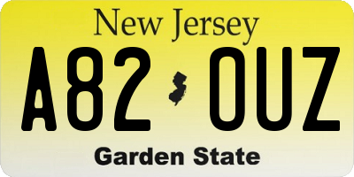 NJ license plate A82OUZ