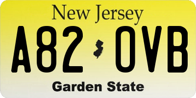 NJ license plate A82OVB