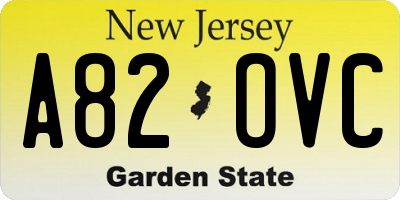 NJ license plate A82OVC