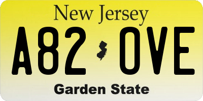 NJ license plate A82OVE