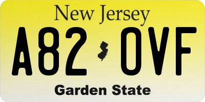 NJ license plate A82OVF