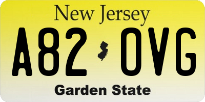 NJ license plate A82OVG