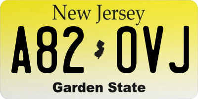 NJ license plate A82OVJ