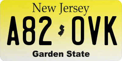 NJ license plate A82OVK