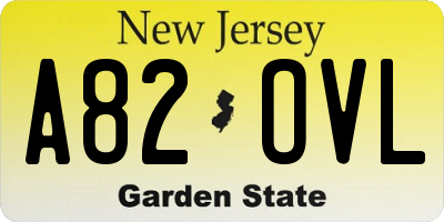 NJ license plate A82OVL