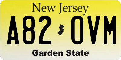 NJ license plate A82OVM