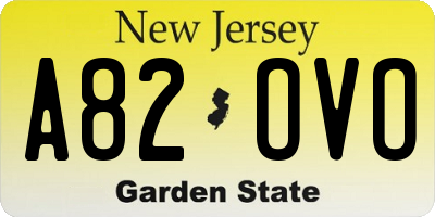 NJ license plate A82OVO