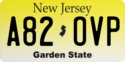 NJ license plate A82OVP