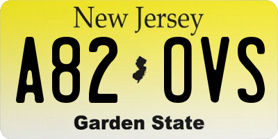 NJ license plate A82OVS