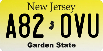 NJ license plate A82OVU