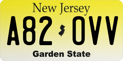 NJ license plate A82OVV