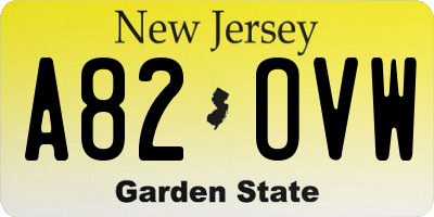 NJ license plate A82OVW