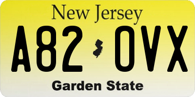 NJ license plate A82OVX