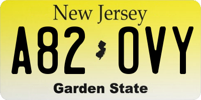 NJ license plate A82OVY