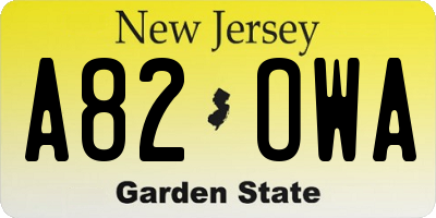 NJ license plate A82OWA