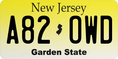 NJ license plate A82OWD