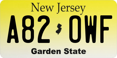 NJ license plate A82OWF