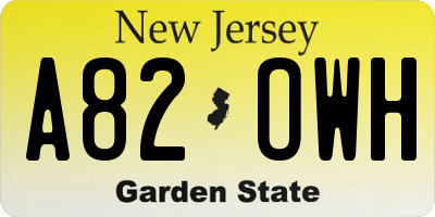 NJ license plate A82OWH