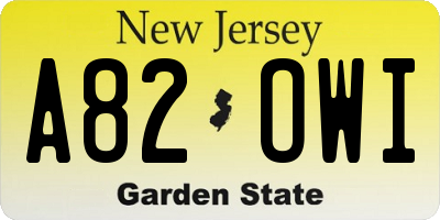 NJ license plate A82OWI