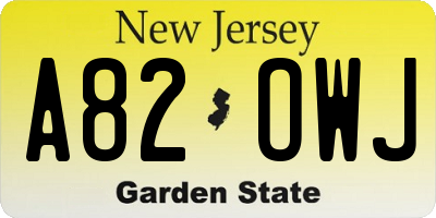 NJ license plate A82OWJ