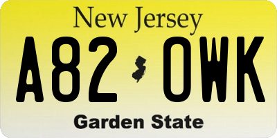 NJ license plate A82OWK