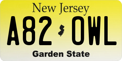 NJ license plate A82OWL