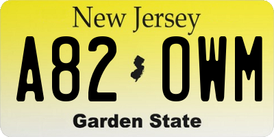NJ license plate A82OWM
