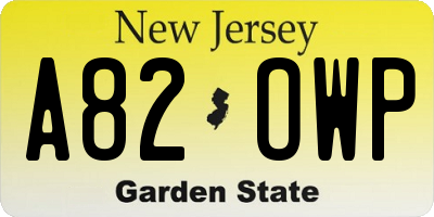 NJ license plate A82OWP
