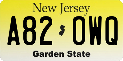 NJ license plate A82OWQ