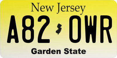 NJ license plate A82OWR