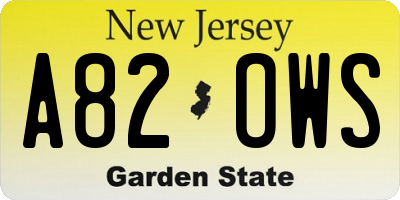 NJ license plate A82OWS