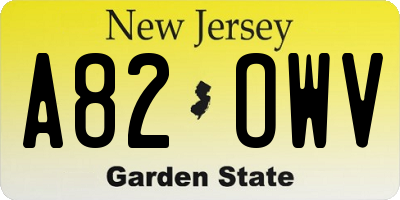 NJ license plate A82OWV
