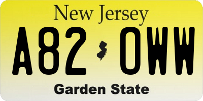NJ license plate A82OWW