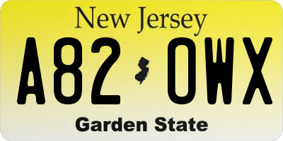 NJ license plate A82OWX