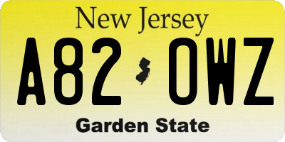 NJ license plate A82OWZ
