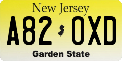 NJ license plate A82OXD